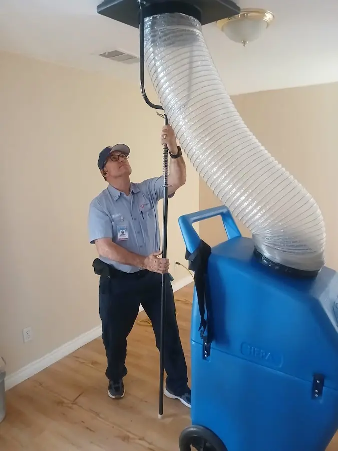 Mini Split Installation technician using HEPA equipment in North Alamo